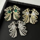Pave zircon fine wing earrings