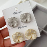 Pave zircon flower earrings