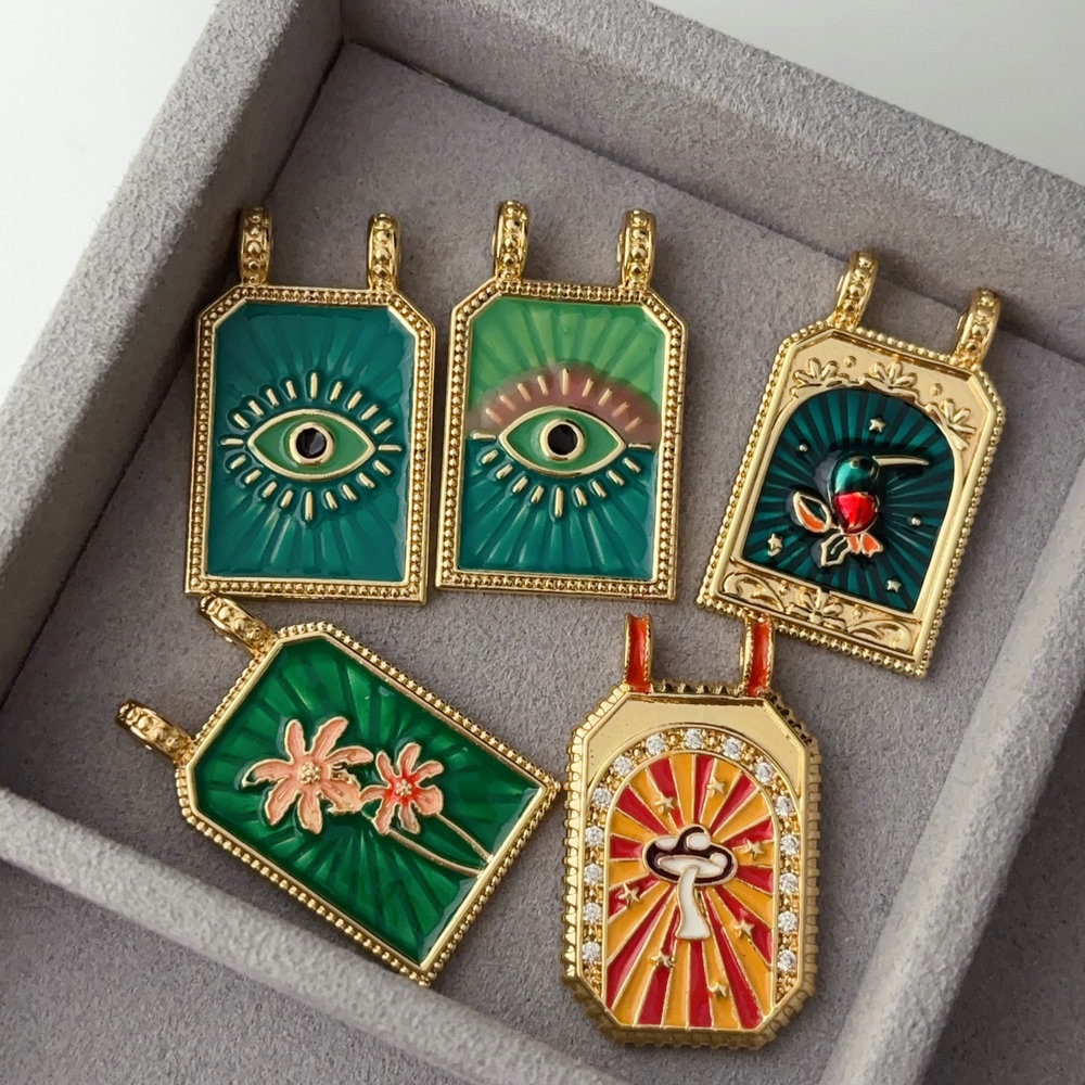 Enamel square charm