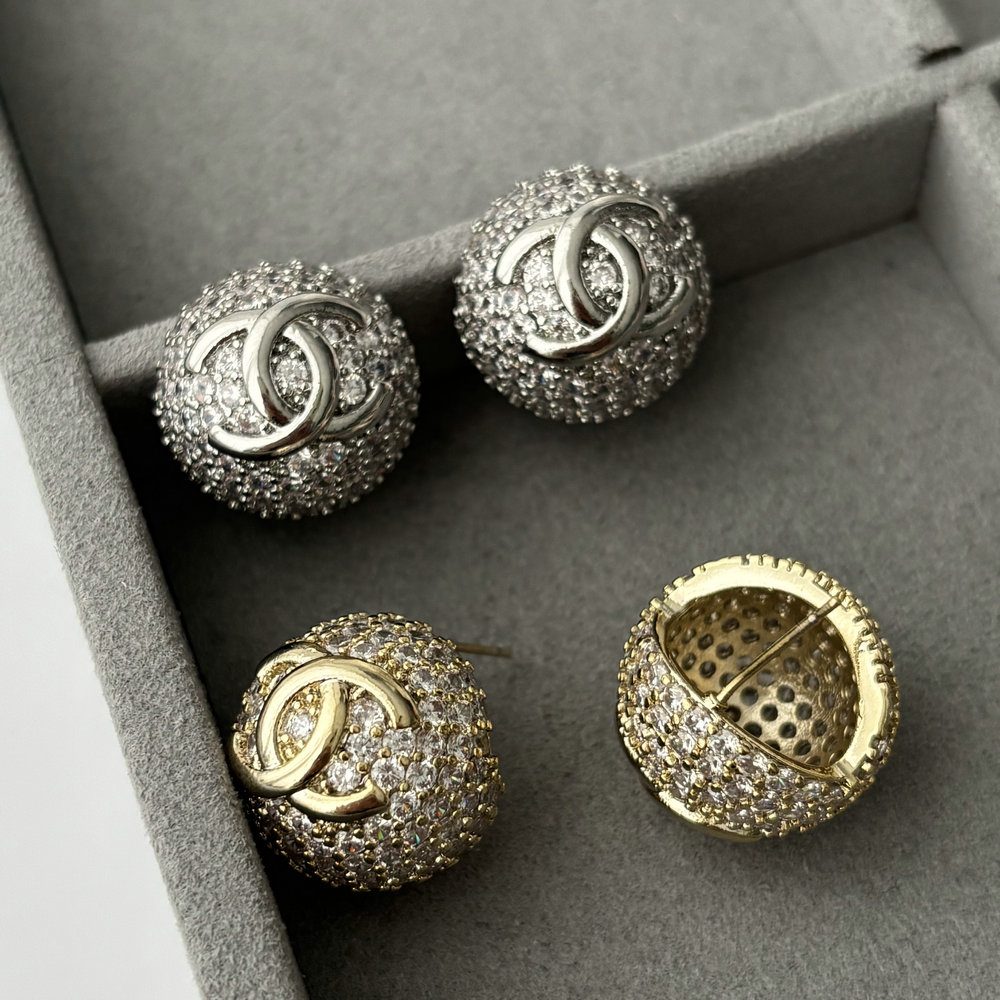 Pave zircon ball channe earrings