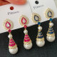 Pave zircon colorful teardrop earrings