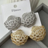 Pave zircon shell shape earrings