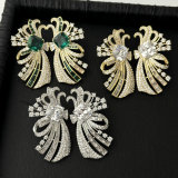 Pave zircon fine wing earrings