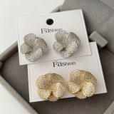 Pave zircon flower earrings