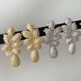 Pave zircon pinapple earrings