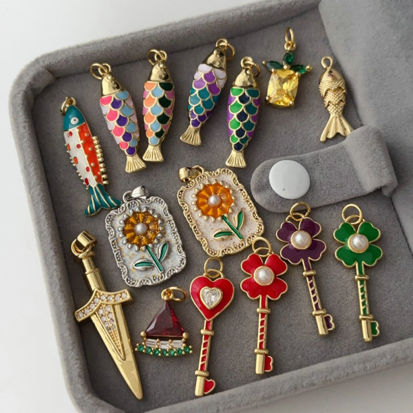 Enamel fish charm
