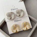 Pave zircon flower earrings
