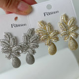 Pave zircon pinapple earrings