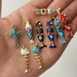 Enamel fish charm
