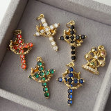 Pave cross charm