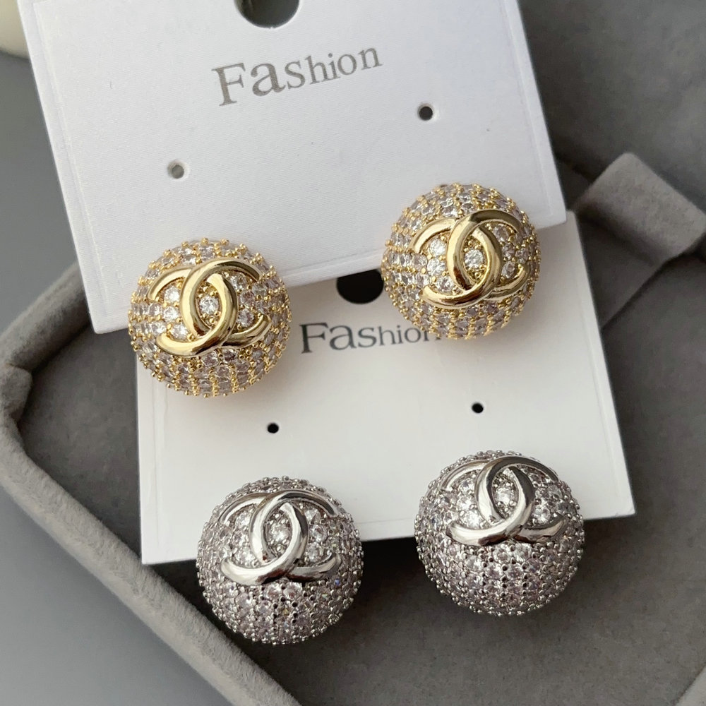 Pave zircon ball channe earrings