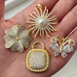 Pave zircon sunflower pendant