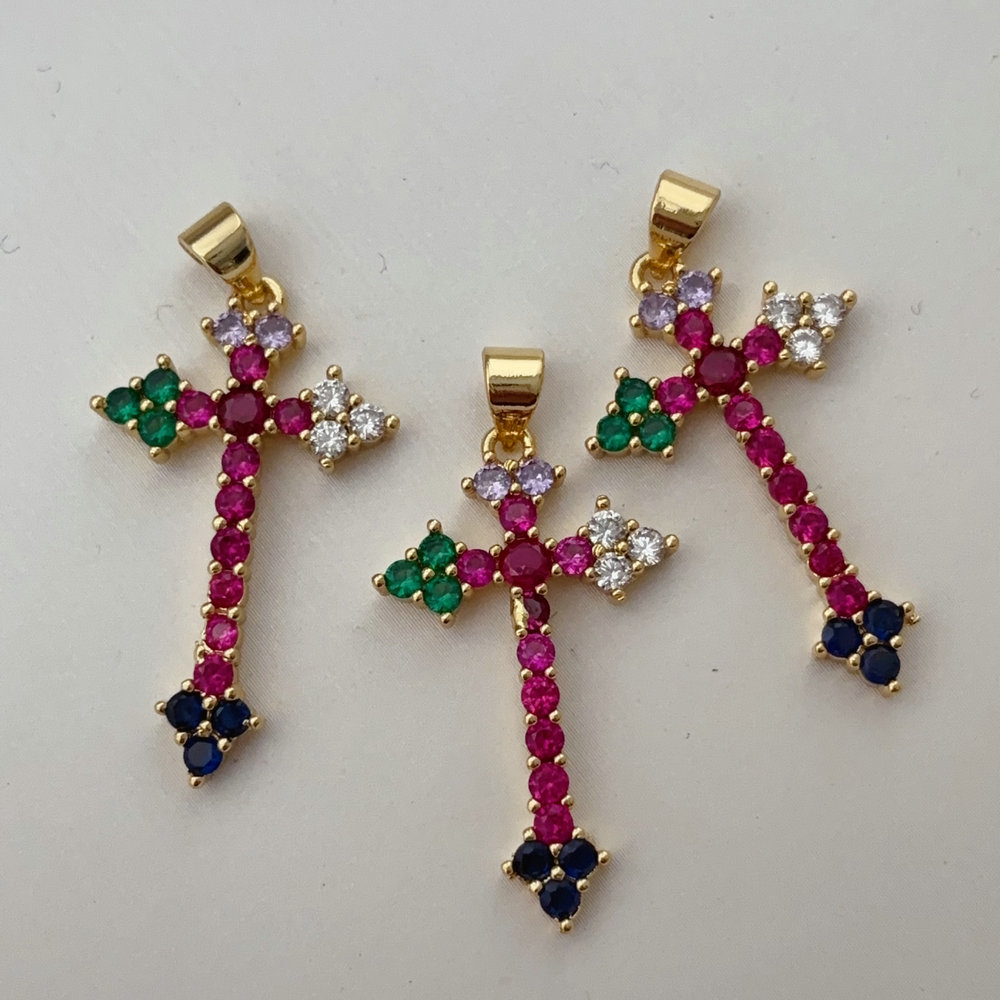 Pave zircon cross pendant