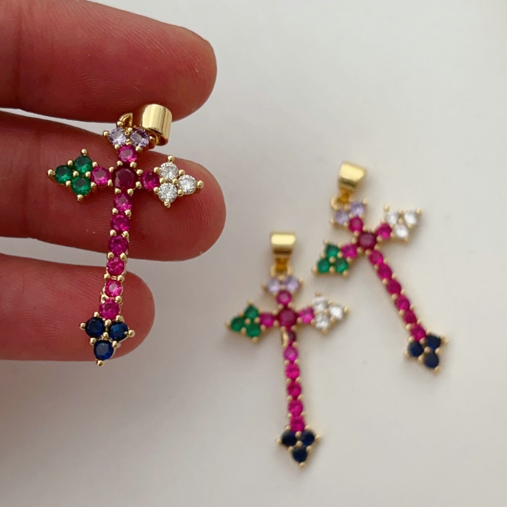 Pave zircon cross pendant