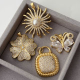 Pave zircon sunflower pendant