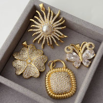 Pave zircon sunflower pendant