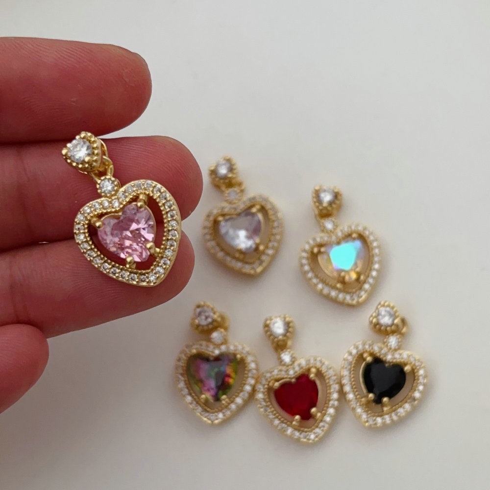 Pave zircon heart charm