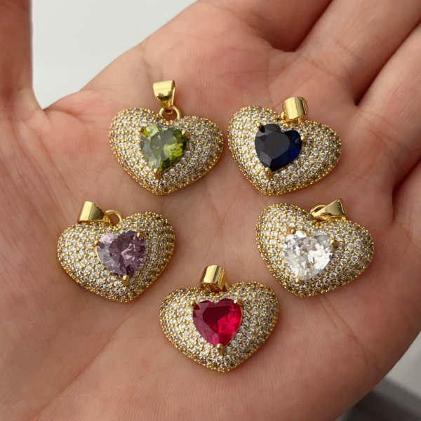 Pave zircon heart charm