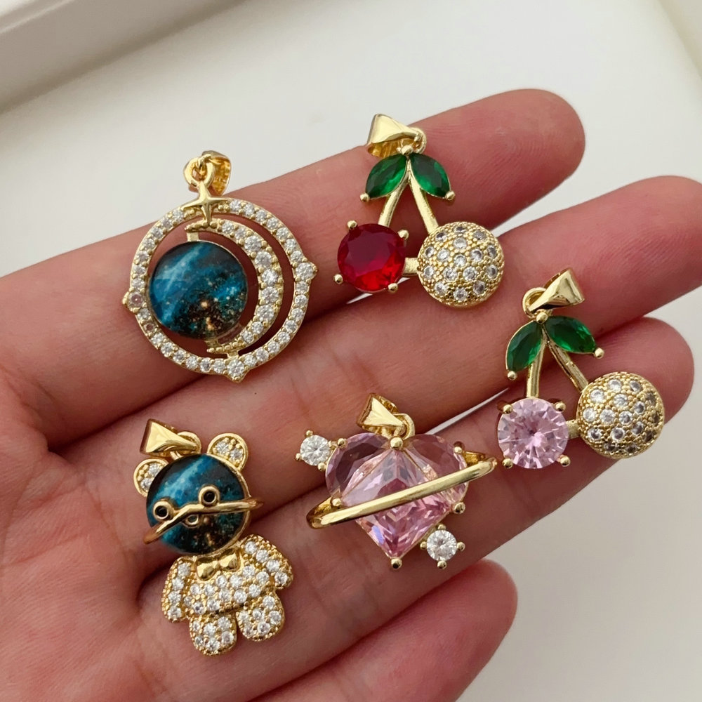 Pave cherry charm