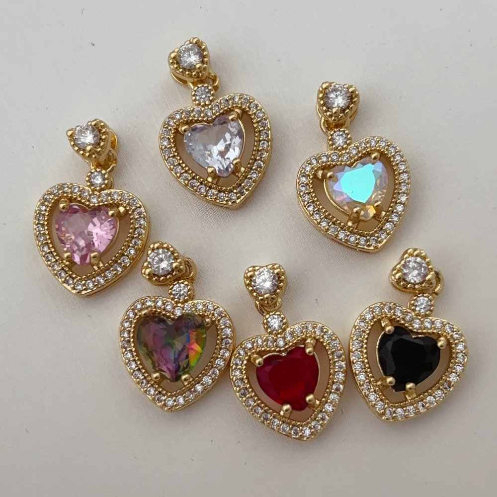 Pave zircon heart charm