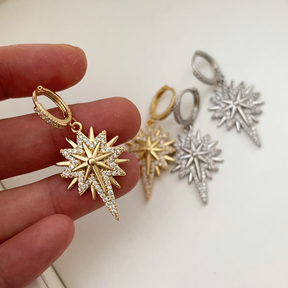 Pave zircon star earrings