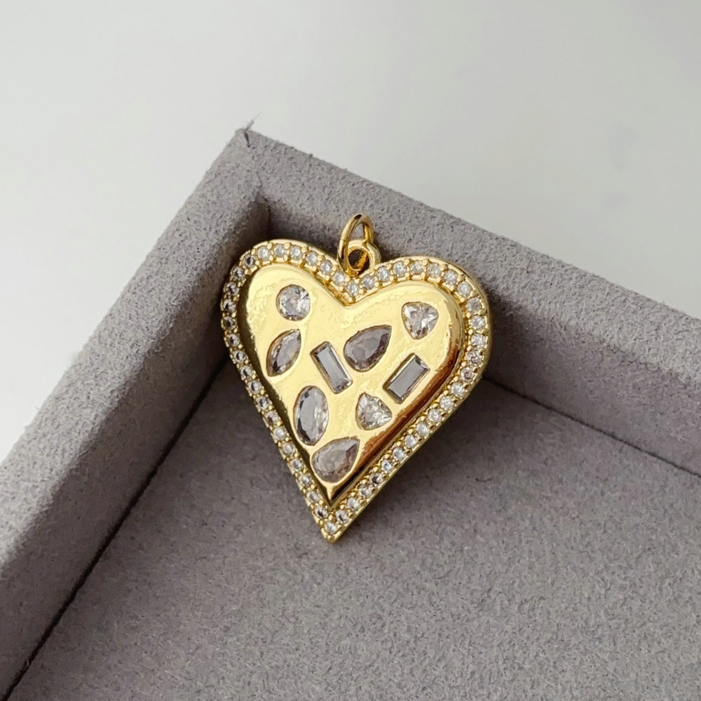 Pave zircon heart charm