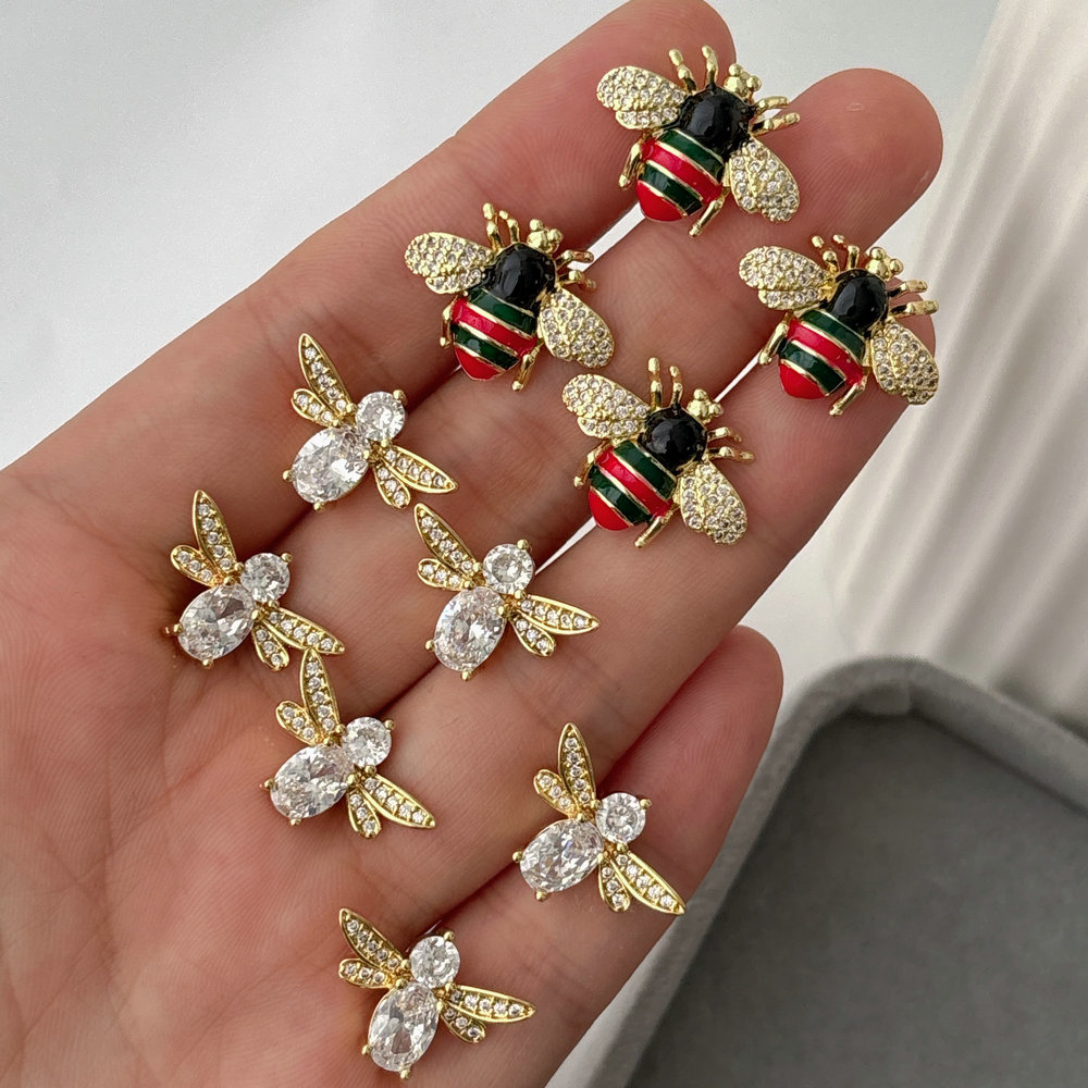 Pave zircon bee earrings