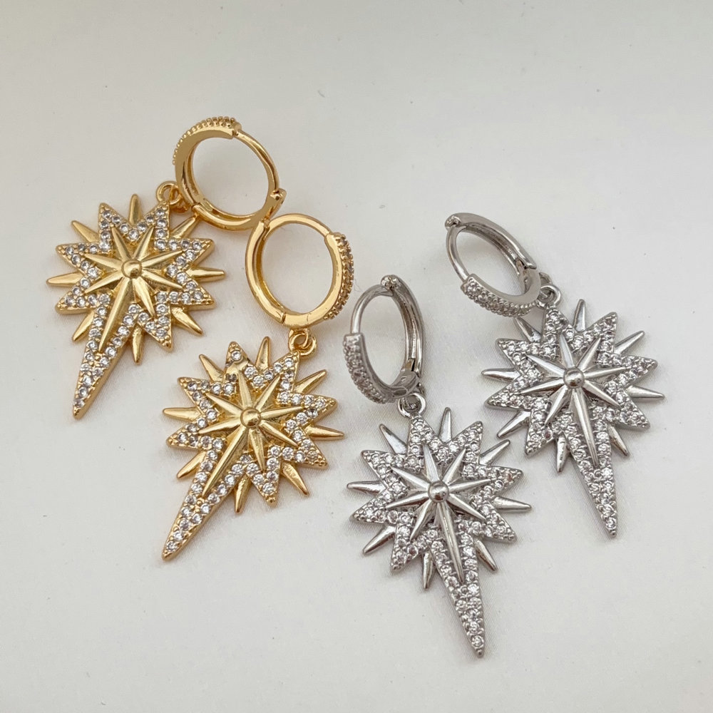 Pave zircon star earrings