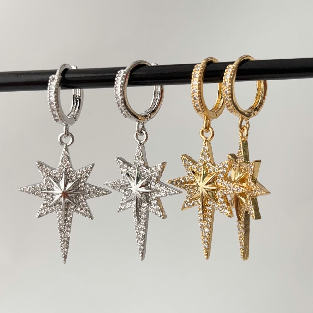 Pave zircon star earrings