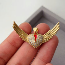 Pave zircon angle wing charm