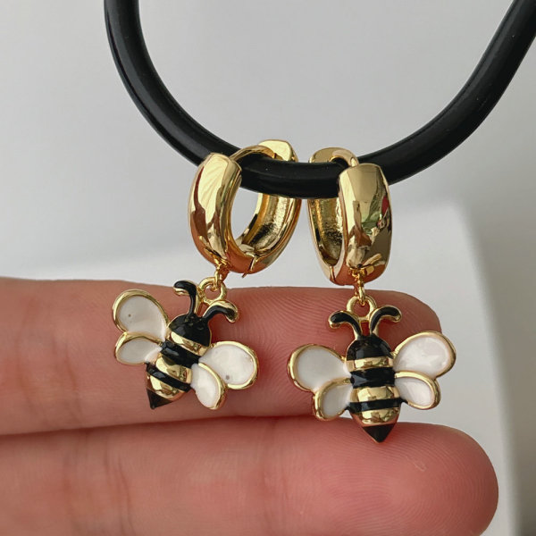 Bee charm earrings