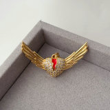 Pave zircon angle wing charm