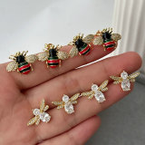 Pave zircon bee earrings