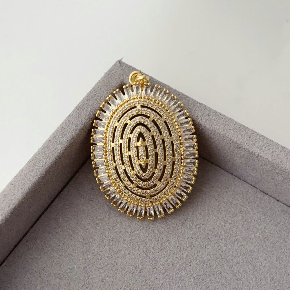 Pave oval pendant