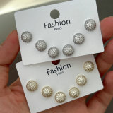 Pave zircon ball set earrings