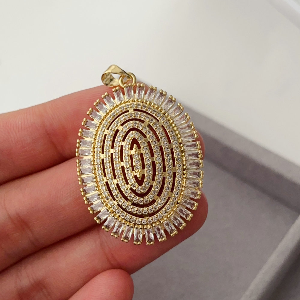 Pave oval pendant