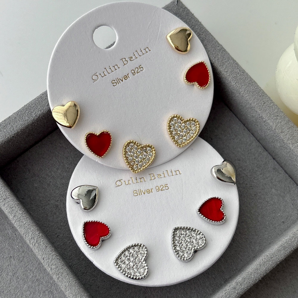 Pave set heart earrings