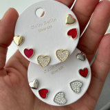 Pave set heart earrings
