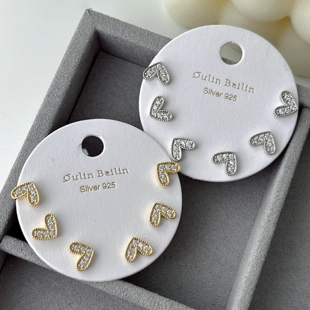 Pave set heart earrings