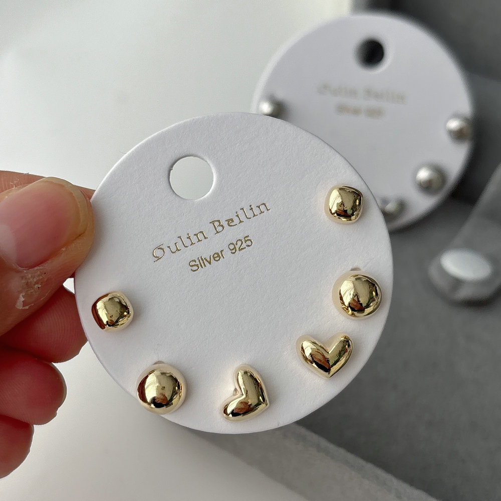 Metal set ball earrings