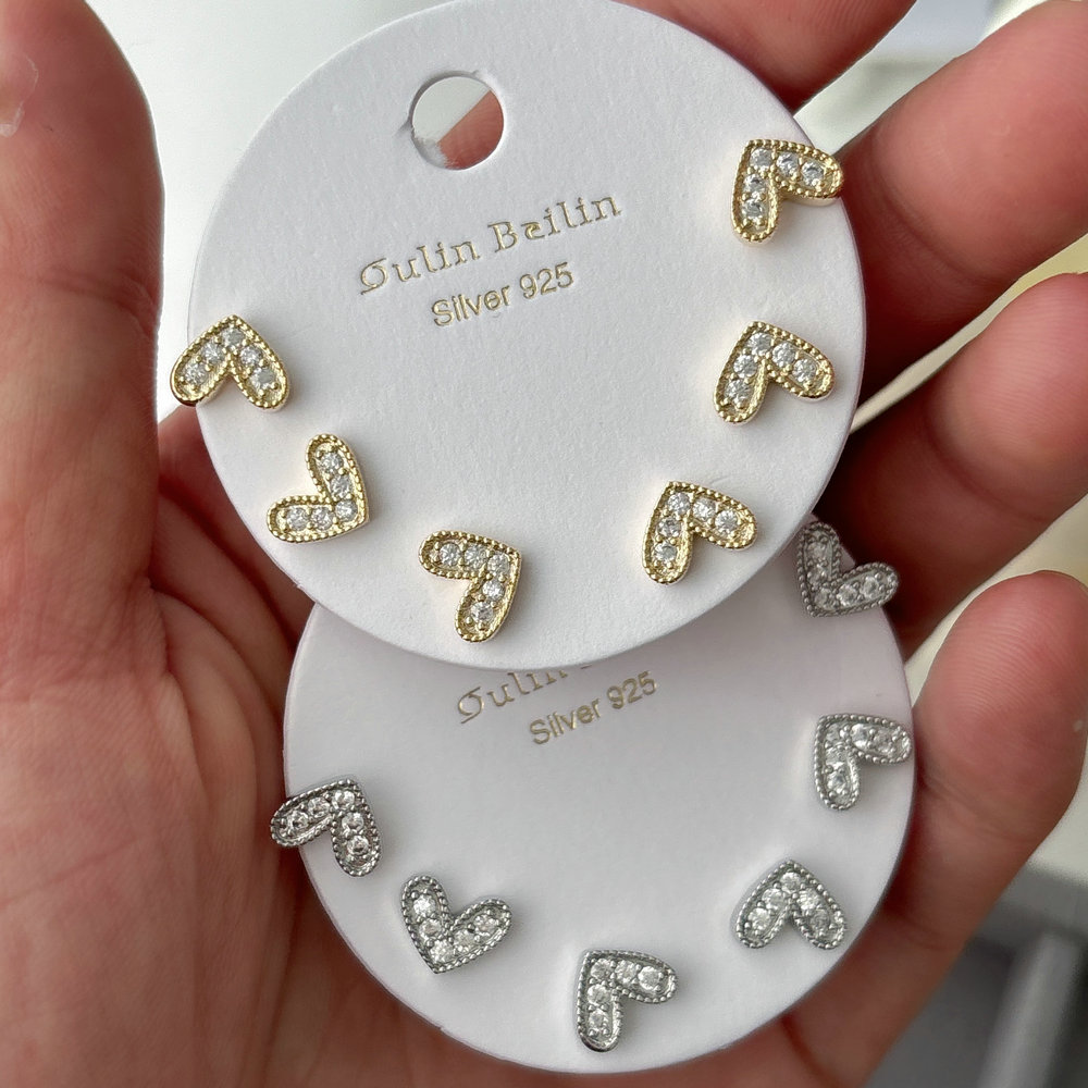 Pave set heart earrings