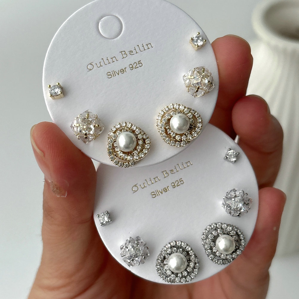 Pave set flower earrings