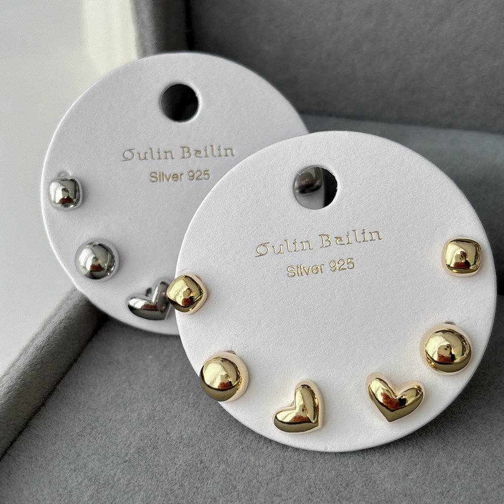Metal set ball earrings