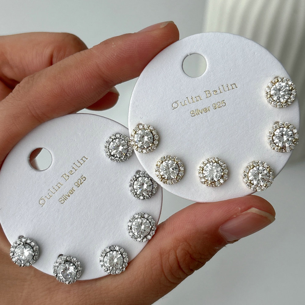 Pave set stud earrings