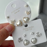 Set heart pearl earrings