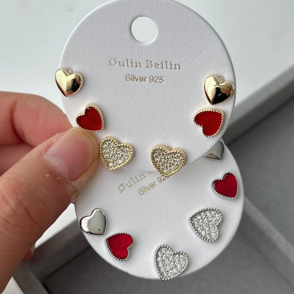 Pave set heart earrings