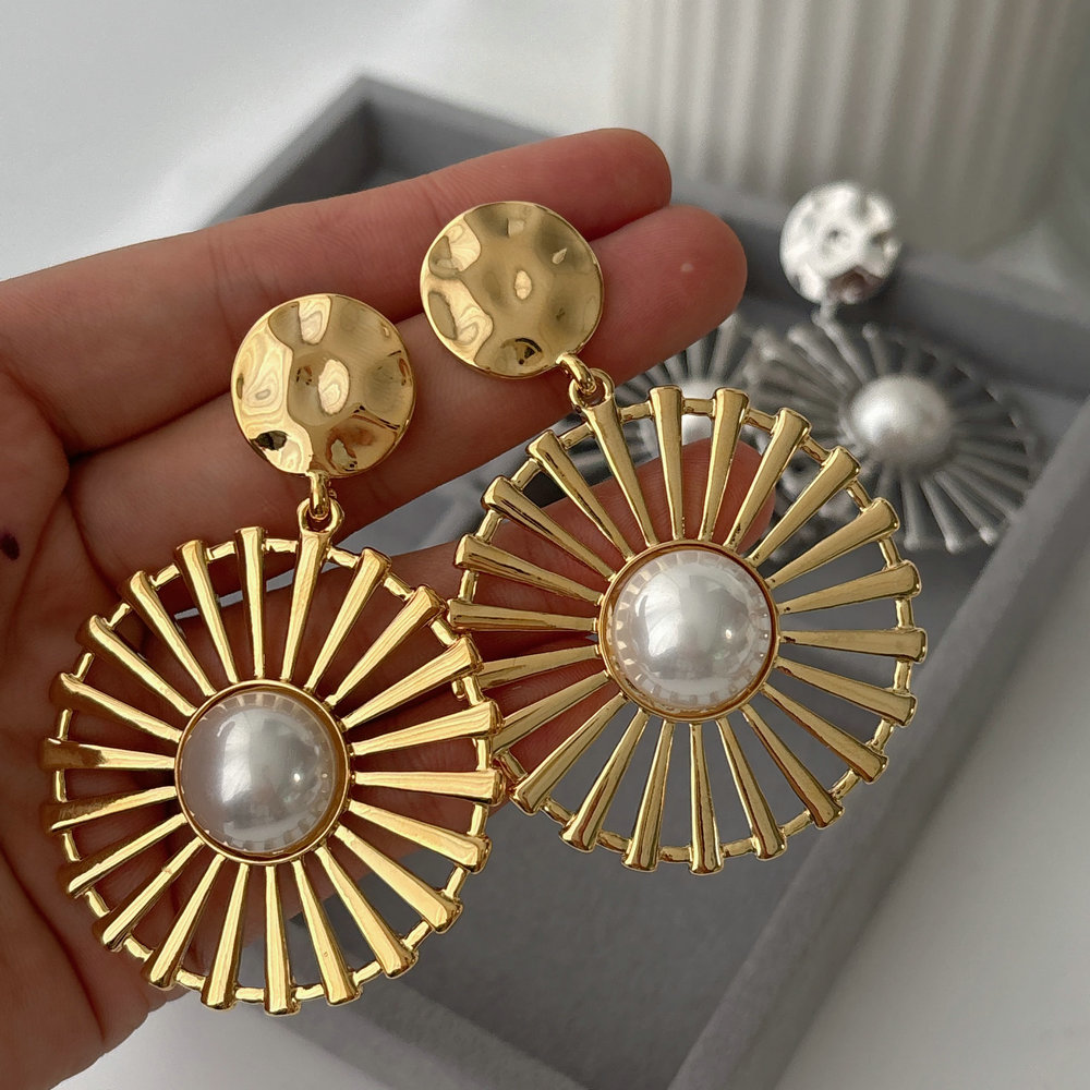 Sunflower metal earrings