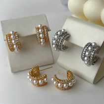 Pave pearl earrings