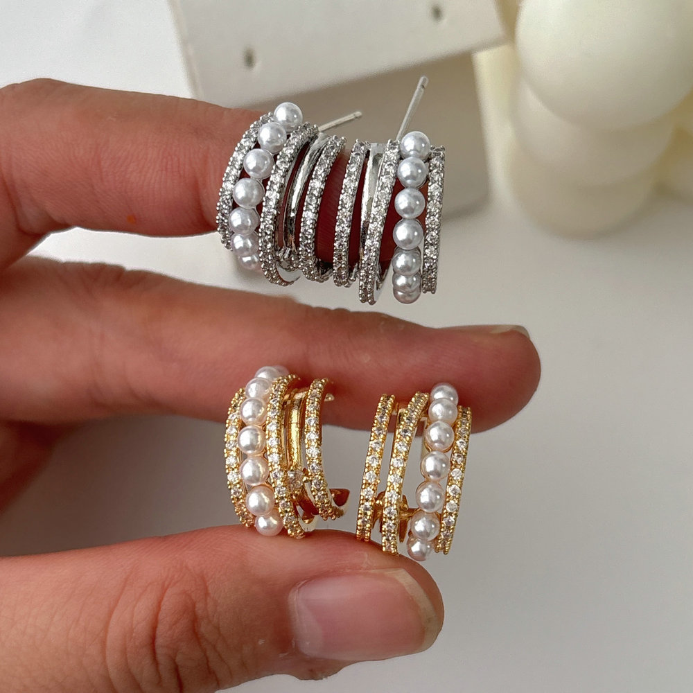 Pearl hoop earrings