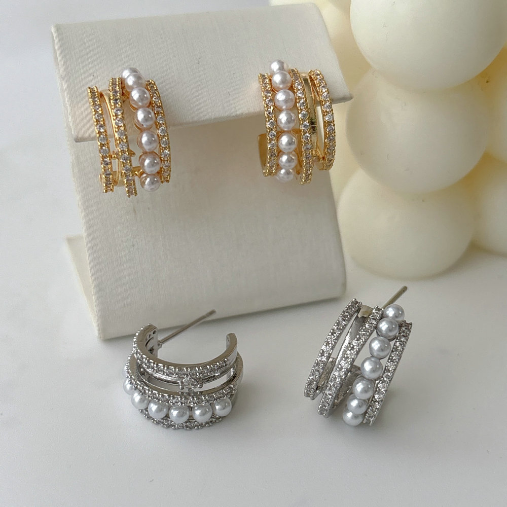 Pearl hoop earrings